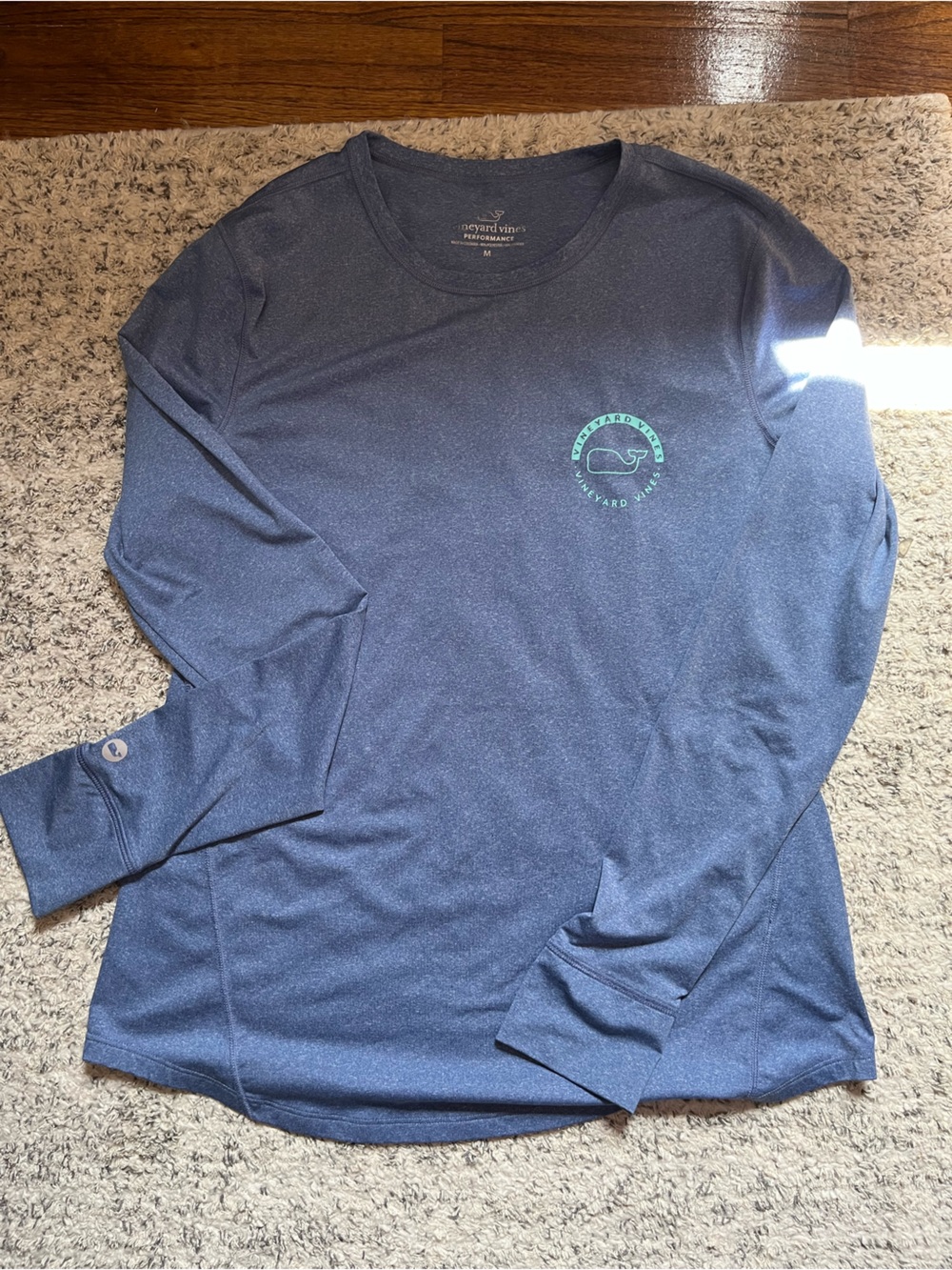 Vineyard Vines Navy Long Sleeve Tee with Mint Logo